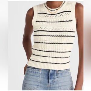 Madewell Tipped Stitch Femme Ellis Cream/Black Striped Knit Vest S NWT
